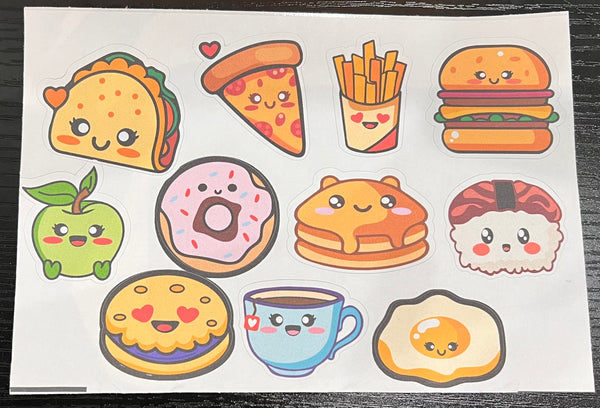 Handmade Cute Kawaii Foodie Sticker - Sheet of 11 Stickers