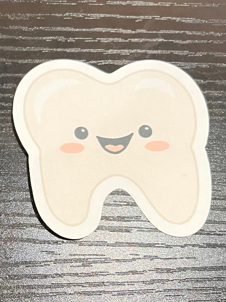 Happy Tooth Die Cut Sticker Handmade